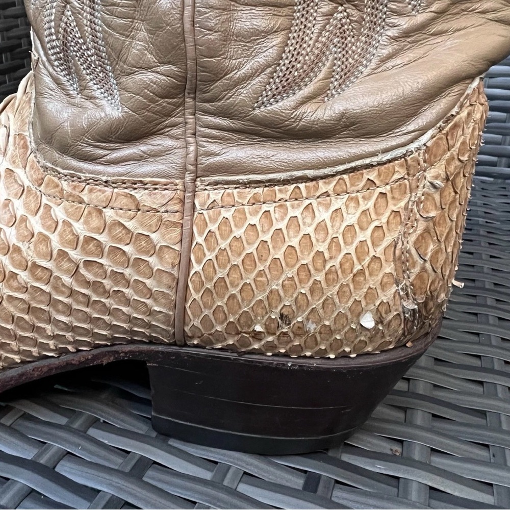 Vintage Justin Python Cowboy Boots Sz 9 USA Made Snakeskin Western Boho Rodeo - Picture 12 of 16